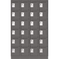 Clean Line Lockerette, 6 -tier, Bank of 4, 48" x 18" x 76", Steel, Charcoal, Rivet (Assembled) NTL Industrial