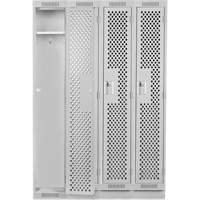 Clean Line Lockers, Bank of 4, 48" x 15" x 76", Steel, Grey, Rivet (Assembled), Perforated NTL Industrial