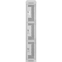 Clean Line Lockers, 3 -tier, 12" x 18" x 78", Steel, Grey, Rivet (Assembled), Perforated NTL Industrial