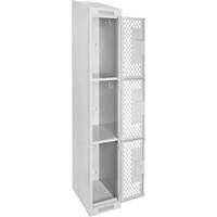 Clean Line Lockers, 3 -tier, 12" x 18" x 78", Steel, Grey, Rivet (Assembled), Perforated NTL Industrial
