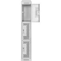 Clean Line Lockers, 3 -tier, 12" x 18" x 78", Steel, Grey, Rivet (Assembled), Perforated NTL Industrial