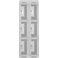 Casiers Clean Line, 3 niveaux, Bloc de 2, 24" x 18" x 78", Acier, Gris, Rivet (assembl&eacute;), Perfor&eacute; NTL Industrial