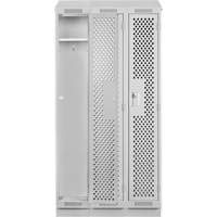 Clean Line Lockers, Bank of 3, 36" x 15" x 82", Steel, Grey, Rivet (Assembled), Perforated NTL Industrial
