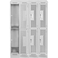 Clean Line Lockers, 2 -tier, Bank of 4, 48" x 18" x 82", Steel, Grey, Rivet (Assembled), Perforated NTL Industrial
