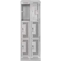 Clean Line Lockers, 3 -tier, Bank of 2, 24" x 15" x 82", Steel, Grey, Rivet (Assembled), Perforated NTL Industrial