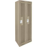 Clean Line Lockers, Bank of 2, 24" x 12" x 72", Steel, Beige, Rivet (Assembled), Perforated NTL Industrial