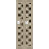 Clean Line Lockers, Bank of 2, 24" x 12" x 72", Steel, Beige, Rivet (Assembled), Perforated NTL Industrial