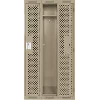 Clean Line Lockers, Bank of 3, 36" x 12" x 72", Steel, Beige, Rivet (Assembled), Perforated NTL Industrial