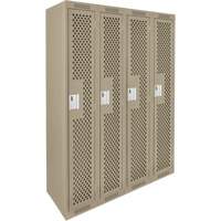 Clean Line Lockers, Bank of 4, 48" x 12" x 72", Steel, Beige, Rivet (Assembled), Perforated NTL Industrial