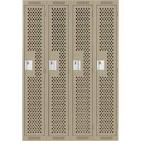 Clean Line Lockers, Bank of 4, 48" x 12" x 72", Steel, Beige, Rivet (Assembled), Perforated NTL Industrial