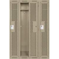 Clean Line Lockers, Bank of 4, 48" x 12" x 72", Steel, Beige, Rivet (Assembled), Perforated NTL Industrial