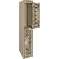 Clean Line Lockers, 2 -tier, 12" x 12" x 72", Steel, Beige, Rivet (Assembled), Perforated NTL Industrial