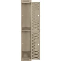 Clean Line Lockers, 2 -tier, 12" x 12" x 72", Steel, Beige, Rivet (Assembled), Perforated NTL Industrial