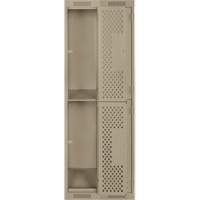 Clean Line Lockers, 2 -tier, Bank of 2, 24" x 12" x 72", Steel, Beige, Rivet (Assembled), Perforated NTL Industrial