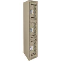 Casiers Clean Line, 3 niveaux, 12" x 12" x 72", Acier, Beige, Rivet (assembl&eacute;), Perfor&eacute; NTL Industrial