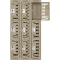 Casiers Clean Line, 3 niveaux, Bloc de 3, 36" x 12" x 72", Acier, Beige, Rivet (assembl&eacute;), Perfor&eacute; NTL Industrial