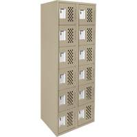 Clean-Line Perforated Lockerette, 6 -tier, Bank of 2, 12" x 72" x 12", Steel NTL Industrial
