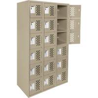 Clean-Line Perforated Lockerette, 6 -tier, Bank of 3, 12" x 72" x 12", Steel NTL Industrial