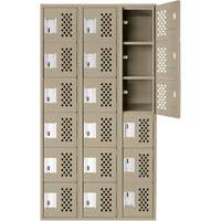 Clean-Line Perforated Lockerette, 6 -tier, Bank of 3, 12" x 72" x 12", Steel NTL Industrial