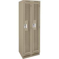Clean Line Lockers, Bank of 2, 24" x 15" x 76", Steel, Beige, Rivet (Assembled), Perforated NTL Industrial