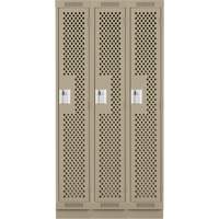 Clean Line Lockers, Bank of 3, 36" x 15" x 76", Steel, Beige, Rivet (Assembled), Perforated NTL Industrial