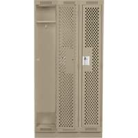 Clean Line Lockers, Bank of 3, 36" x 15" x 76", Steel, Beige, Rivet (Assembled), Perforated NTL Industrial