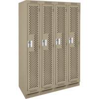 Clean Line Lockers, Bank of 4, 48" x 15" x 76", Steel, Beige, Rivet (Assembled), Perforated NTL Industrial