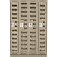 Clean Line Lockers, Bank of 4, 48" x 15" x 76", Steel, Beige, Rivet (Assembled), Perforated NTL Industrial