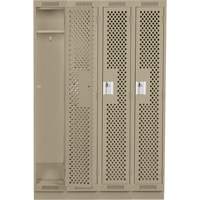 Clean Line Lockers, Bank of 4, 48" x 15" x 76", Steel, Beige, Rivet (Assembled), Perforated NTL Industrial