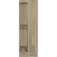 Clean Line Lockers, 2 -tier, Bank of 2, 24" x 12" x 76", Steel, Beige, Rivet (Assembled), Perforated NTL Industrial