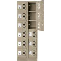 Assembled Lockerettes Clean Line Perforated Economy Lockers, 6 -tier, Bank of 2, 18" x 72" x 12", Steel NTL Industrial
