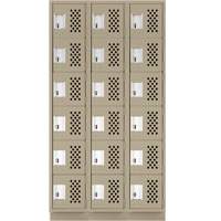 Assembled Lockerettes Clean Line Perforated Economy Lockers, 6 -tier, Bank of 3, 18" x 72" x 12", Steel NTL Industrial