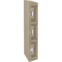 Clean Line Lockers, 3 -tier, 12" x 18" x 78", Steel, Beige, Rivet (Assembled), Perforated NTL Industrial