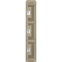 Clean Line Lockers, 3 -tier, 12" x 18" x 78", Steel, Beige, Rivet (Assembled), Perforated NTL Industrial