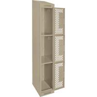 Clean Line Lockers, 3 -tier, 12" x 18" x 78", Steel, Beige, Rivet (Assembled), Perforated NTL Industrial