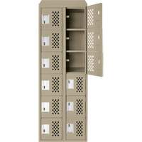 Clean-Line Perforated Lockerette, 6 -tier, Bank of 2, 15" x 72" x 12", Steel NTL Industrial