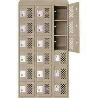 Clean-Line Perforated Lockerette, 6 -tier, Bank of 3, 15" x 72" x 12", Steel NTL Industrial