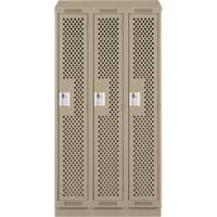 Clean Line Lockers, Bank of 3, 36" x 15" x 82", Steel, Beige, Rivet (Assembled), Perforated NTL Industrial