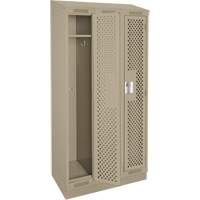 Clean Line Lockers, Bank of 3, 36" x 15" x 82", Steel, Beige, Rivet (Assembled), Perforated NTL Industrial