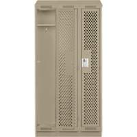 Clean Line Lockers, Bank of 3, 36" x 15" x 82", Steel, Beige, Rivet (Assembled), Perforated NTL Industrial