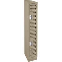 Casiers Clean Line, 2 niveaux, 12" x 12" x 82", Acier, Beige, Rivet (assembl&eacute;), Perfor&eacute; NTL Industrial