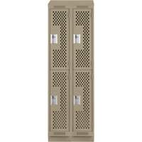 Casiers Clean Line, 2 niveaux, Bloc de 2, 24" x 18" x 82", Acier, Beige, Rivet (assembl&eacute;), Perfor&eacute; NTL Industrial