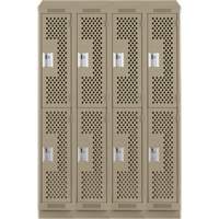 Clean Line Lockers, 2 -tier, Bank of 4, 48" x 18" x 82", Steel, Beige, Rivet (Assembled), Perforated NTL Industrial