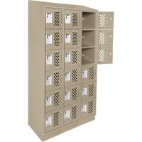 Clean-Line Perforated Lockerette, 6 -tier, Bank of 3, 12" x 72" x 12", Steel NTL Industrial