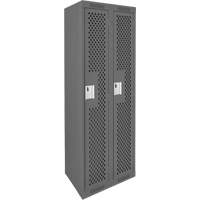Clean Line Lockers, Bank of 2, 24" x 12" x 72", Steel, Charcoal, Rivet (Assembled), Perforated NTL Industrial
