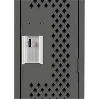 Clean Line Lockers, Bank of 2, 24" x 12" x 72", Steel, Charcoal, Rivet (Assembled), Perforated NTL Industrial
