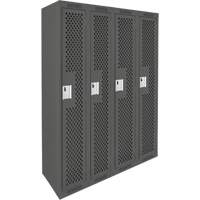 Clean Line Lockers, Bank of 4, 48" x 12" x 72", Steel, Charcoal, Rivet (Assembled), Perforated NTL Industrial