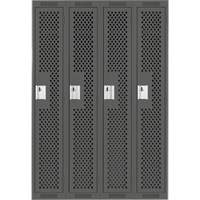 Clean Line Lockers, Bank of 4, 48" x 12" x 72", Steel, Charcoal, Rivet (Assembled), Perforated NTL Industrial