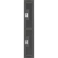 Clean Line Lockers, 2 -tier, 12" x 12" x 72", Steel, Charcoal, Rivet (Assembled), Perforated NTL Industrial