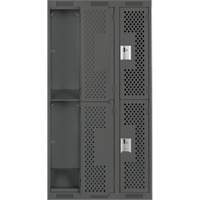Clean Line Lockers, 2 -tier, Bank of 3, 36" x 12" x 72", Steel, Charcoal, Rivet (Assembled), Perforated NTL Industrial